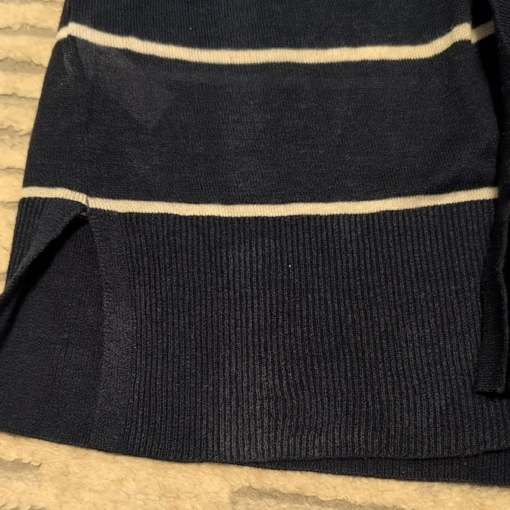LOFT Navy and White Striped Cardigan - Picture 6 of 6